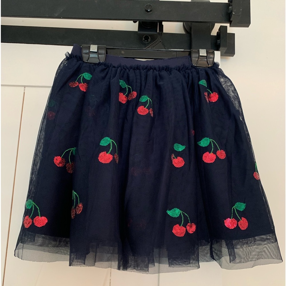 H&M Girls Navy Blue with Cherry Sequins Twill Skirt (6-8 yrs)